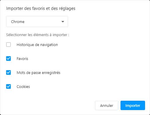 Importer depusi Chrome